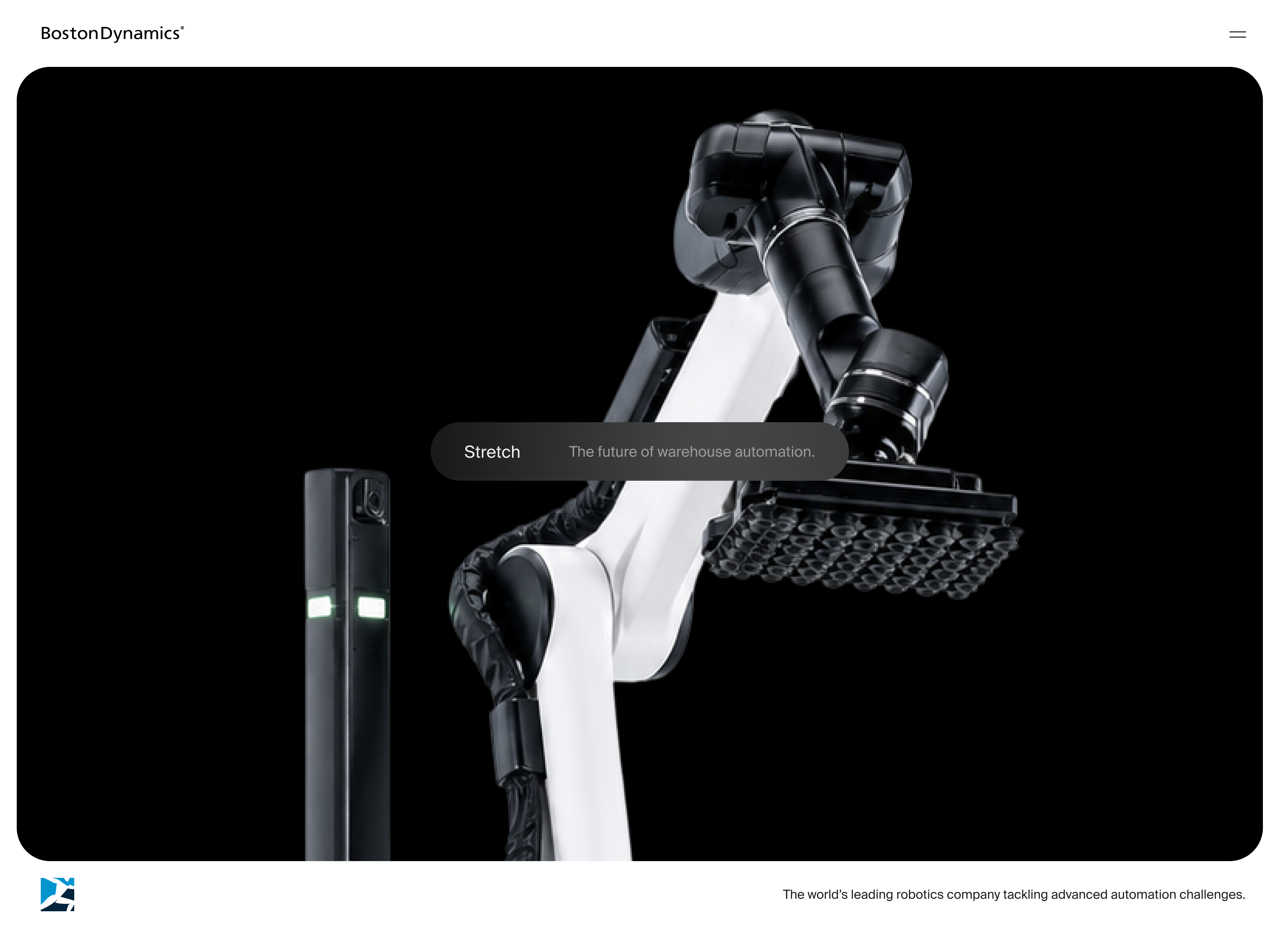 Boston Dynamics Stretch warehouse automation website concept