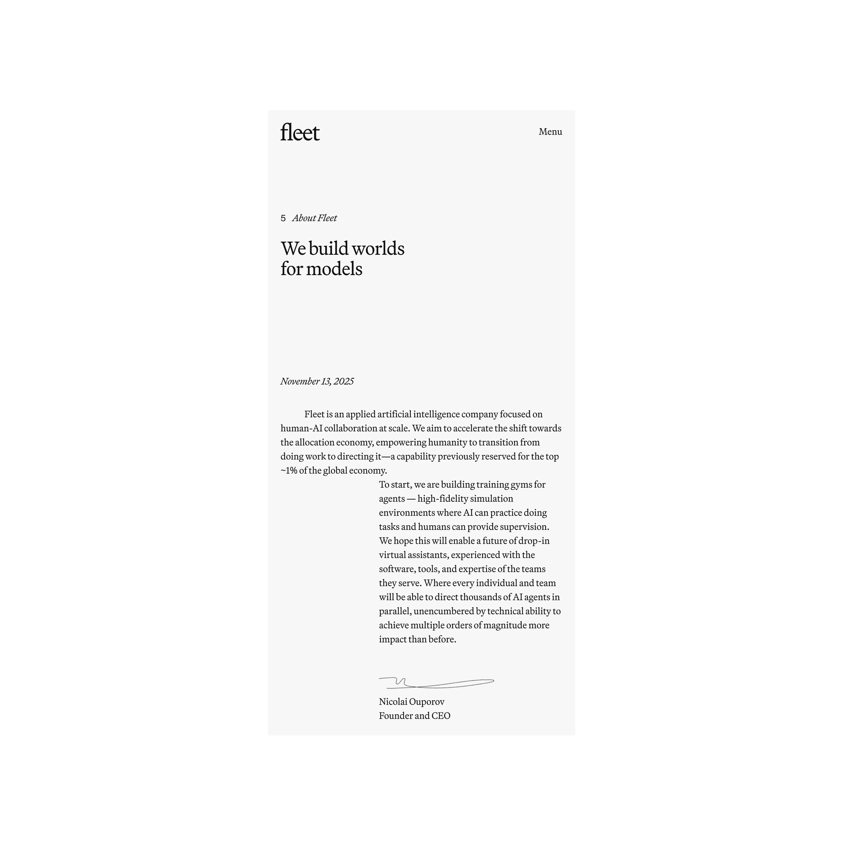 Fleet — OpenPurpose portfolio work
